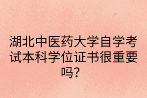 湖北中医药大学自学考试本科学位证书很重要吗？